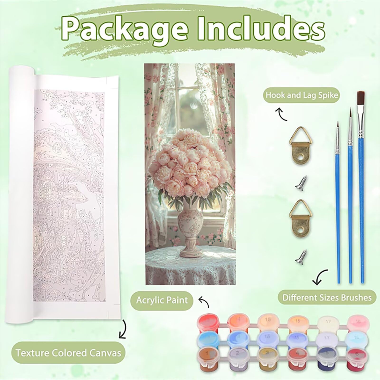 Malen nach Zahlen Erwachsene, DIY Handgemalt Ölgemälde Kit Großes XXL 50x150cm, Paint by Numbers Adult Pinseln und Acrylfarbe Blumen Vase leinwand Bastelset Geschenk für Home Décor, Ohne Rahmen P0M891
