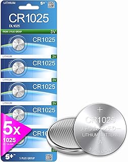 5Plus Group 5 Pcs Lithium Cell Coin Battery 3V CR1025 1025 Button Batteries For Watch Toy Remote Control Car Key