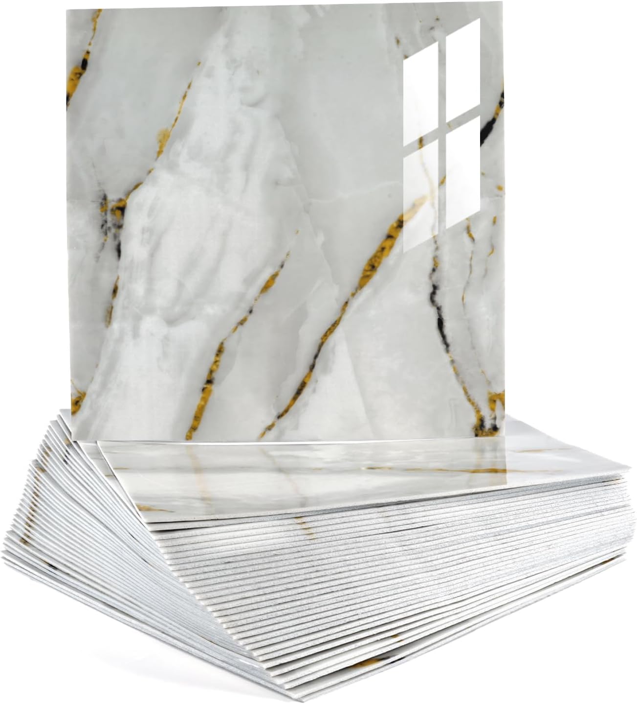 30 Sheets Peel and Stick Wall Panels, Self-Adhesive PVC Wall Panels for Kitchen Backsplash, Bathroom Decoration, 11.8" x 11.8" (Tile Effect Wallpaper)