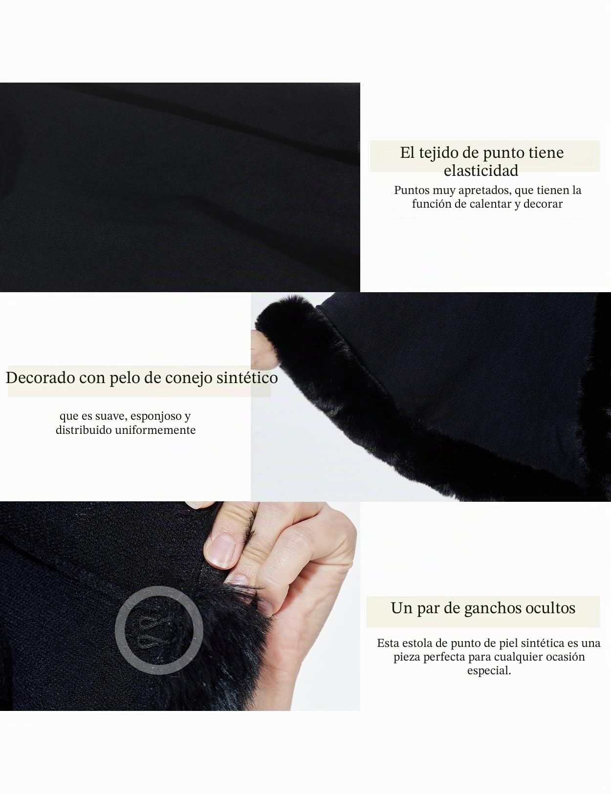BEAUTELICATE Capa con Capucha de Punto Cárdigan Mujer Invierno Chal de Piel Sintética Estola de Poncho Lana Abrigo Boleros para Bodas Fiesta Navidad