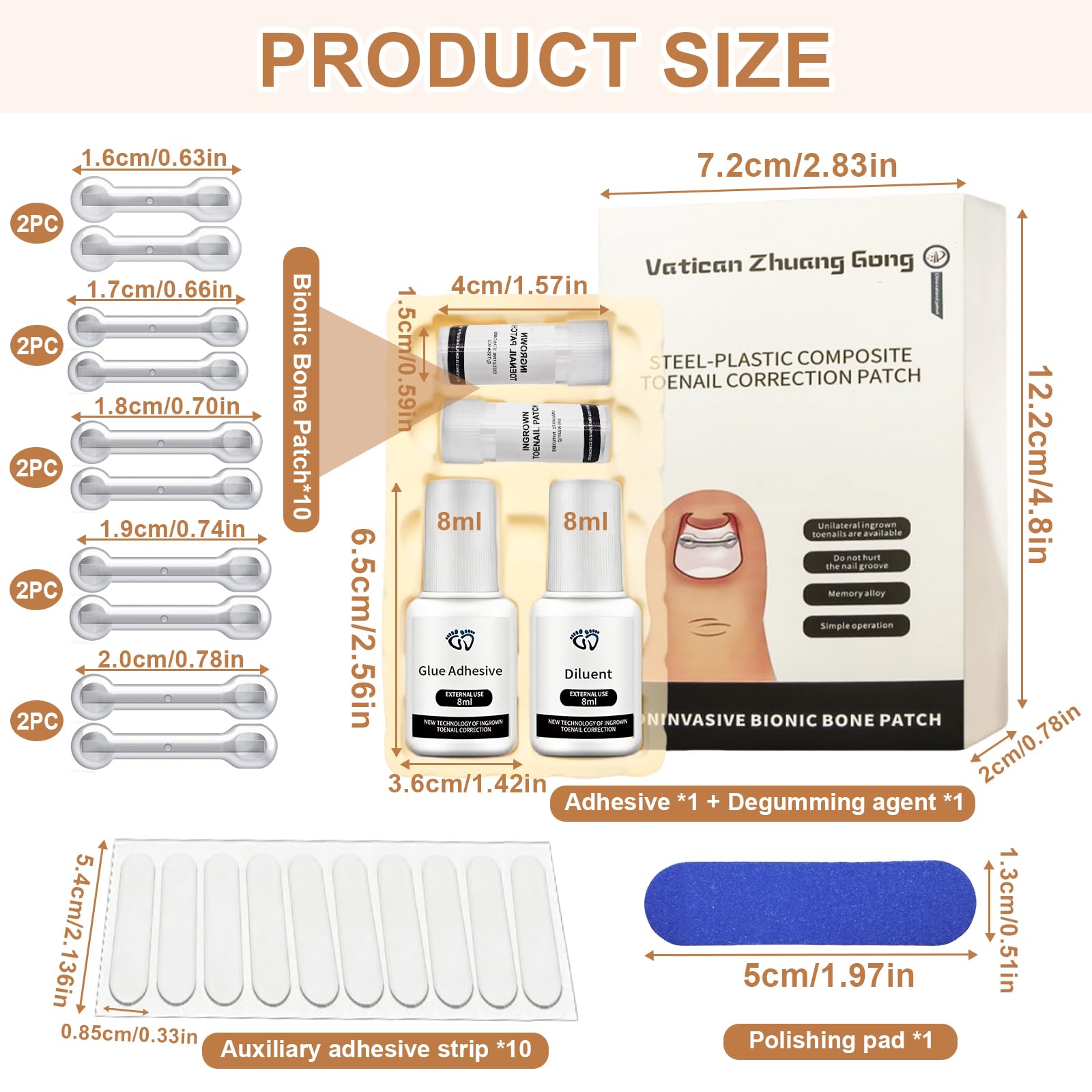 Set Correttore per Unghie Incarnite, Cerotti per Unghie Incarnite Piedi, 10Pcs Kit per Unghie, Piegatura a 180° e Memory Alloy Rebound, Kit di Strumenti Facili da Usare,16/17/18/19/20 mm