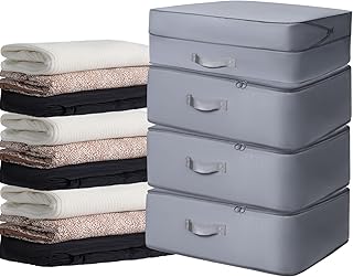 4 Pack Compression Bags for Storage,Ultra Space Saving Self Compression Organizer Bags,Sweater Organizer for Closet,Clothes Storage Bag (Gray,Large)