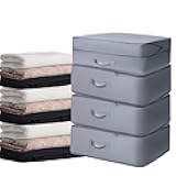 4 Pack Compression Bags for Storage,Ultra Space Saving Self Compression Organizer Bags,Sweater Organizer for Closet,Clothes Storage Bag (Gray,Large)