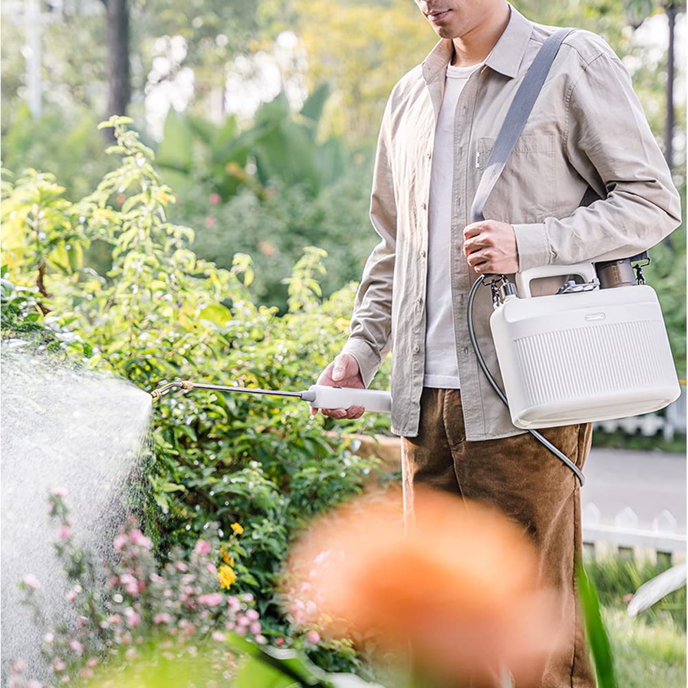 Zertylre Battery Powered Sprayer, 1.35 Gallon Electric Garden Sprayer with USB Rechargeable Handle, Battery Indicator, 3 Replaceable Retractable Wand, Adjustable Strap for Yard, Lawn and Garden