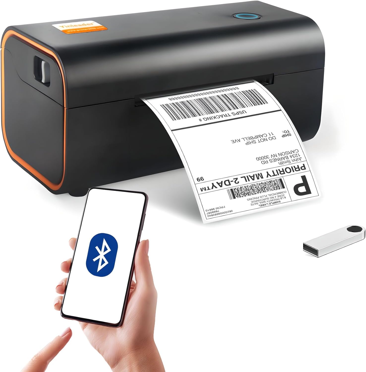 Yinleader Thermal Shipping Label Printer USB/Bluetooth, Thermal Printer