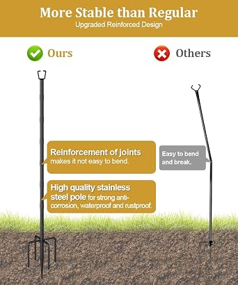 2 Pack 10ft String Light Poles for Outdoor Decoration, Sturdy Light Pole with Fork, Adjustable Metal Posts for Outdoor Patio, Backyard, Deck, Garden, Party, Wedding