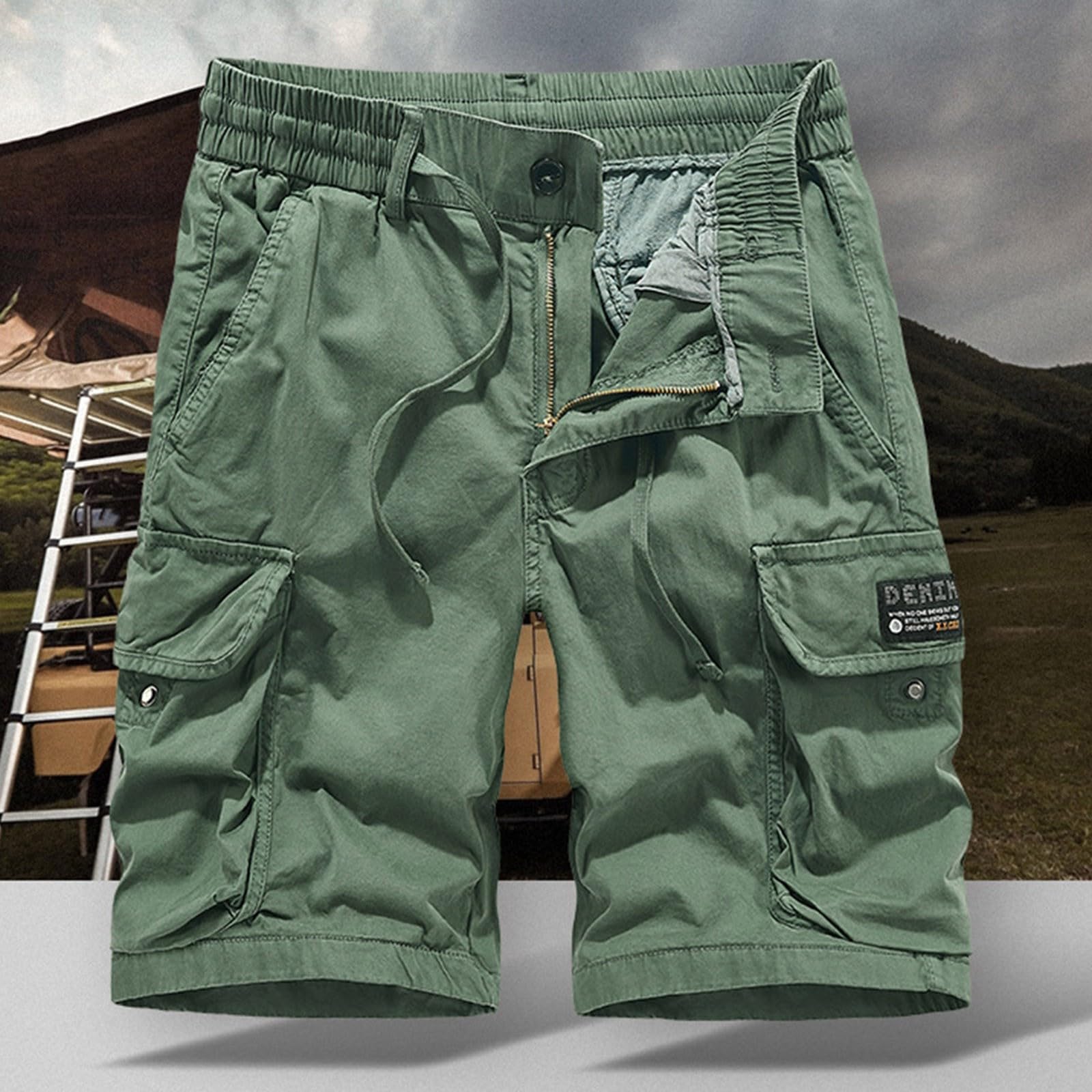 Générique Short Cargo Homme Confortable avec Poches Multiples, Tissu Léger et Respirant pour Randonnée et Voyage, Taille Élastique Ajustable