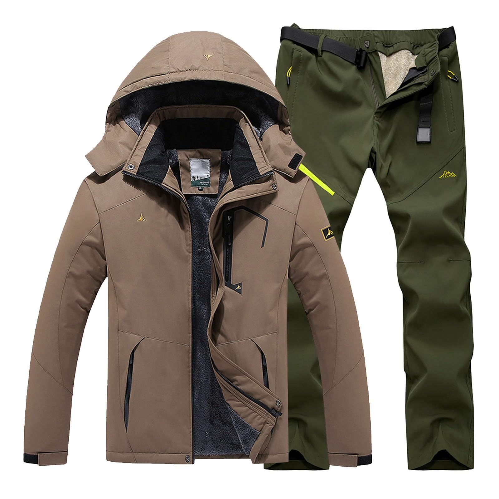 Generisch Traje de esquí para hombre, juego de 2 piezas, resistente al agua, traje de nieve con capucha, juego de snowboard a prueba de viento, traje de esquí para hombre, ropa de esquí deportiva,