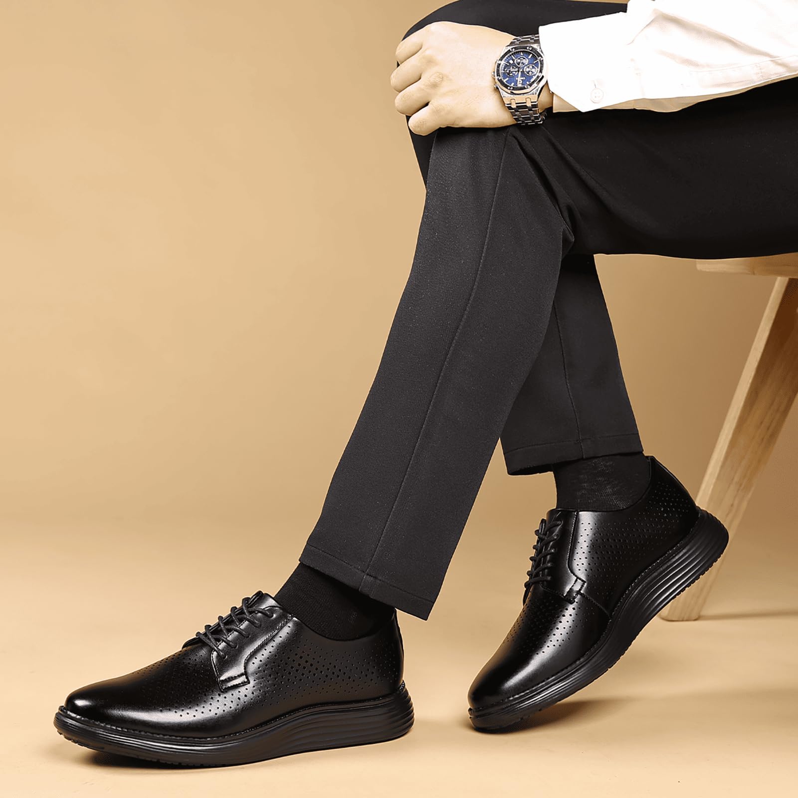 Męskie buty rekreacyjne ze skóry PU, oddychające, biznesowe, casualowe, sznurowane, w stylu Oxford, dla mężczyzn
