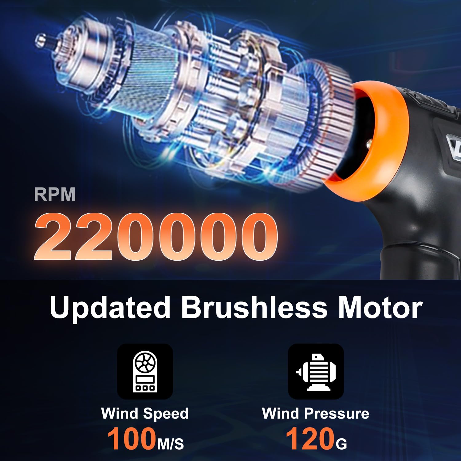 DOWYLIK Compressed Air Duster, 220000RPM Canned Air Duster for Computer Cleaning Kit, 3 Speed Compressed Air Can with LED Light, Electric Air Duster for Cleanning Car, PC, Electronics