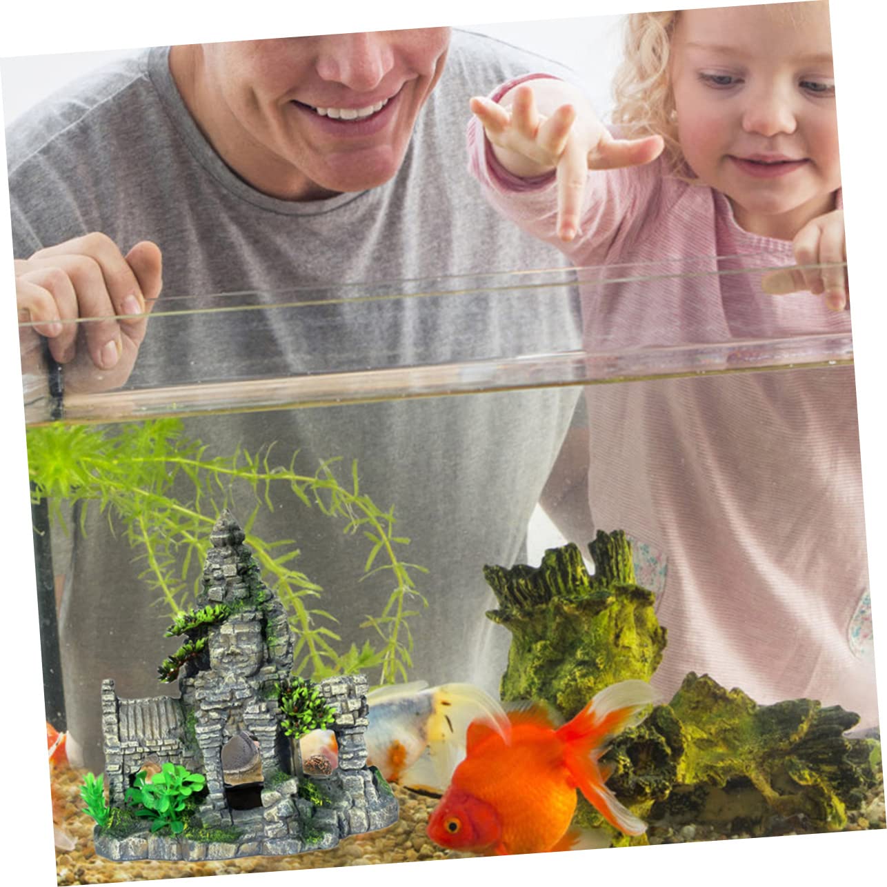 Alipis Décoration D'aquarium en Résine Abri du Temple des Poissons, Cachette Unique pour Poissons et Crevettes, Décor Zen pour Paysage de Aquarium