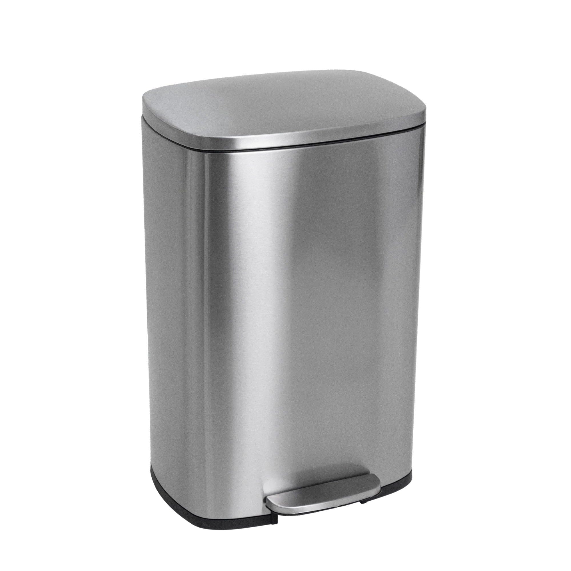 ADMIRAL Design Kitchen Pedal Bin 50L Brushed Stainless Steel with Bucket and Soft Close