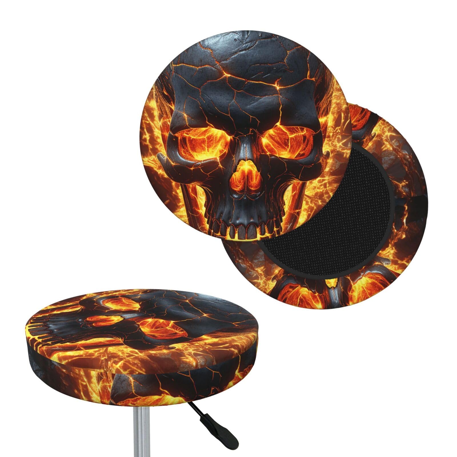 FekiLoot Shattering of Skull Round Bar Stool Covers Stretch Washable Bar Stool Covers Dustproof Slipcover Bar Chair Covers with Elastic Band for Bar Kitchen Living Room Decor 13 Inch