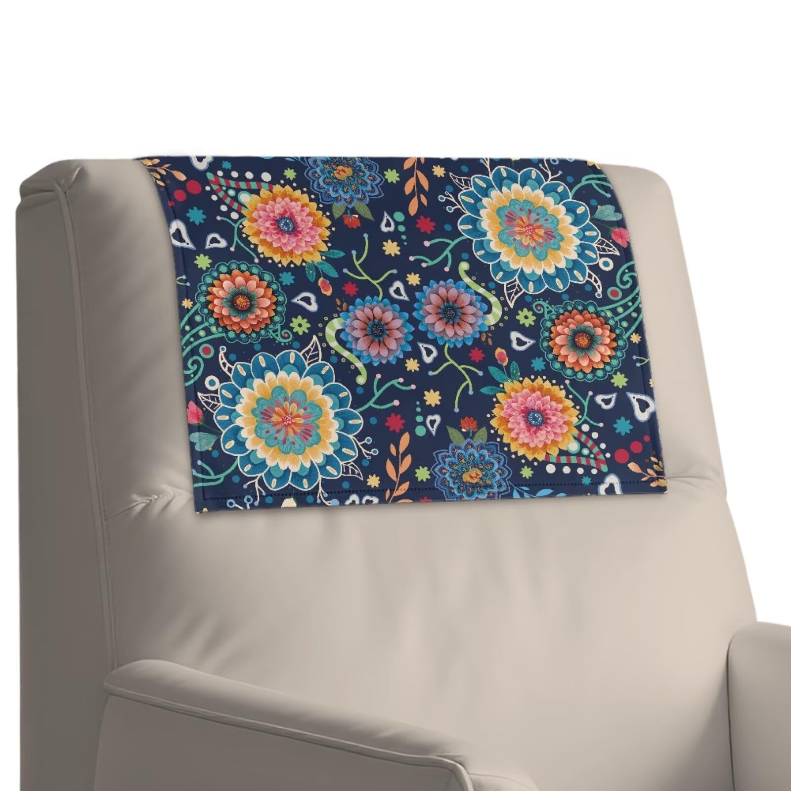 Xoenoiee Pokrowiec na zagłówek w stylu boho, mandala, wzór kwiatowy, na leżankę, ochraniacz na zagłówek kanapy, pokrowiec na zagłówek na sofę, meble, 3 szt