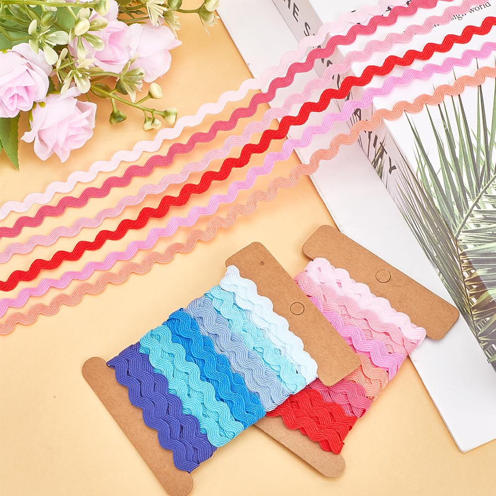 GORGECRAFT 24Yds*7.5mm 2 Stili Ric Rac Nastro Onda Zig Zag Frange Pieghevoli Trim Tessuto Intrecciato Cucito Pizzo per Fai Da Te Cucito Artigianato Vestiti Abiti Abbellimenti Confezioni Regalo