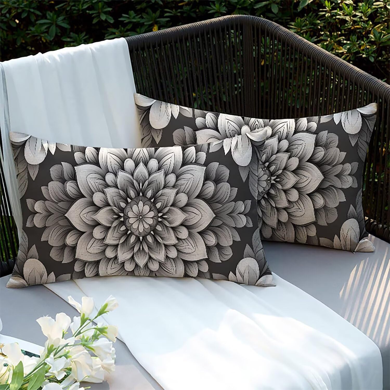 Housses de coussins lin 75x50cm haut de gamme double face Xlccaioo