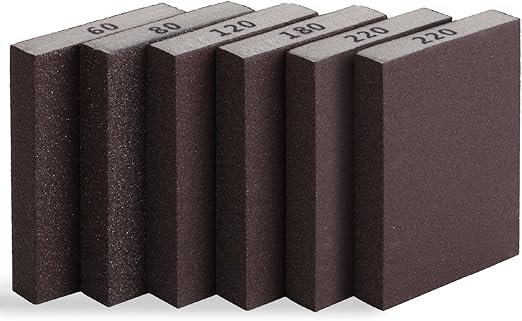 Bates- Sanding Sponge, 6 pcs, 60/80/120/180/220 Grit, Sandpaper Block, Sanding Blocks for Wood, Drywall Sanding Block, Drywall Sanding Sponge for Wood, Sanding Blocks Drywall, Sandpaper for Drywall