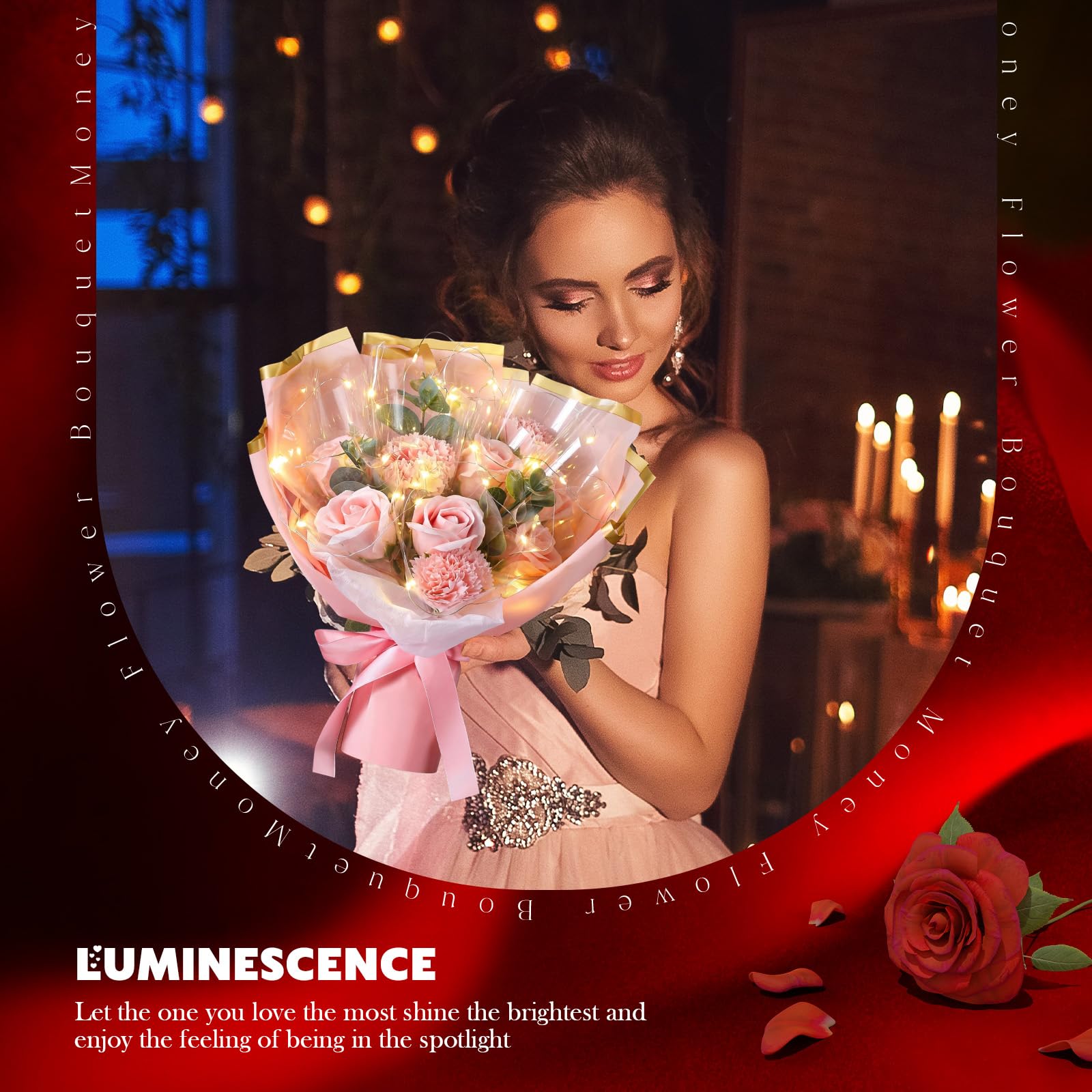Thiccywoov Kit de ramo de flores para el día de la madre para ella 2026, ramos de flores artificiales, ramo de rosas con bolsa para cumpleaños, regalo de aniversario para esposa, abuela