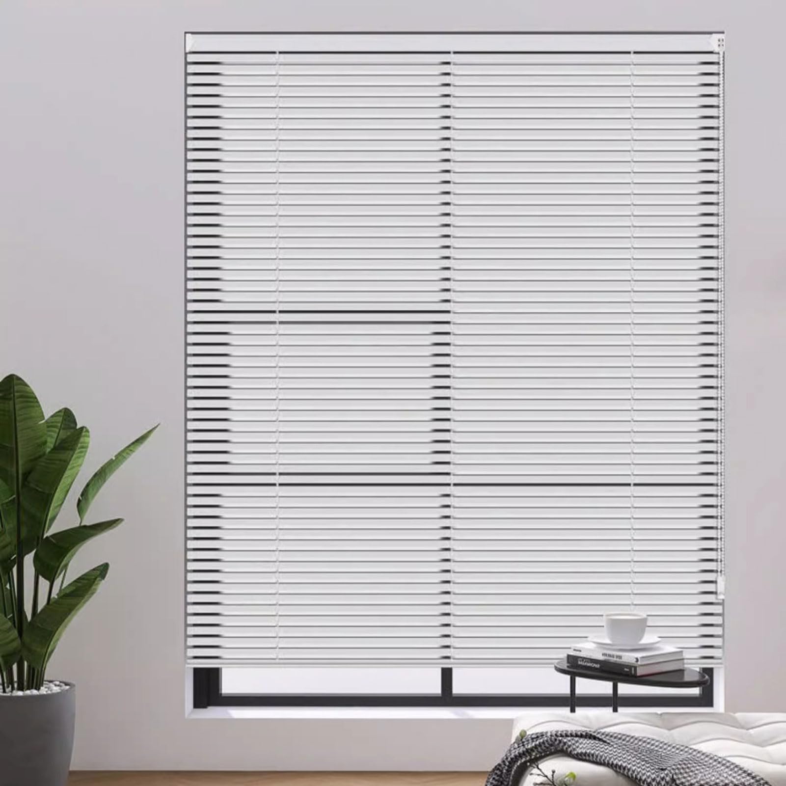 Persiane per finestre, Persiane per finestre oscuranti, Mini veneziane in Alluminio per finestre, Persiane Orizzontali per Interni, Persiane e veneziane per Porte scorrevoli (Bianco 115x100c