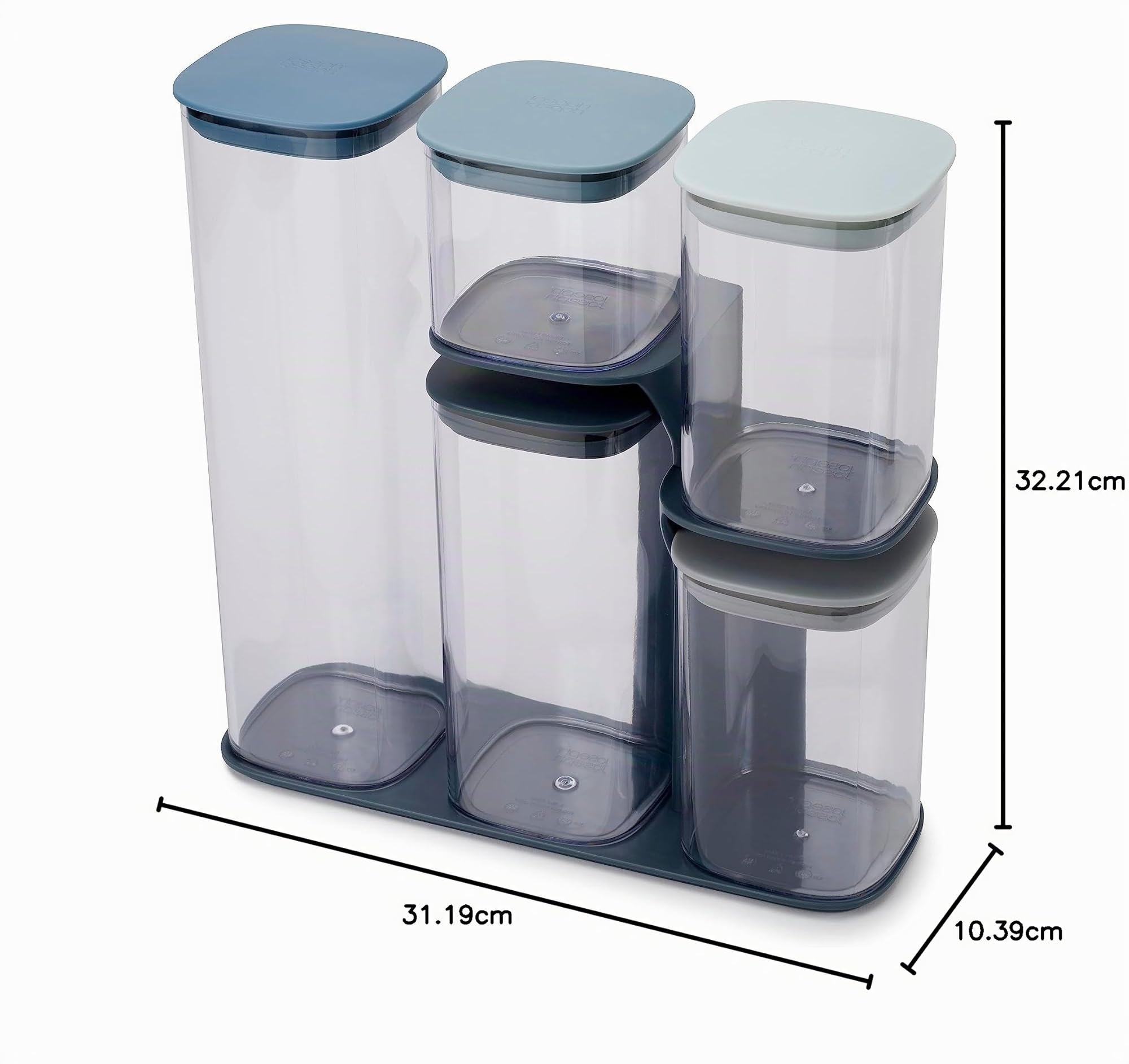Joseph Joseph Editions Podium 5-teiliges Aufbewahrungsbehälter-Set mit Ständer – Himmel 5-piece, Blau