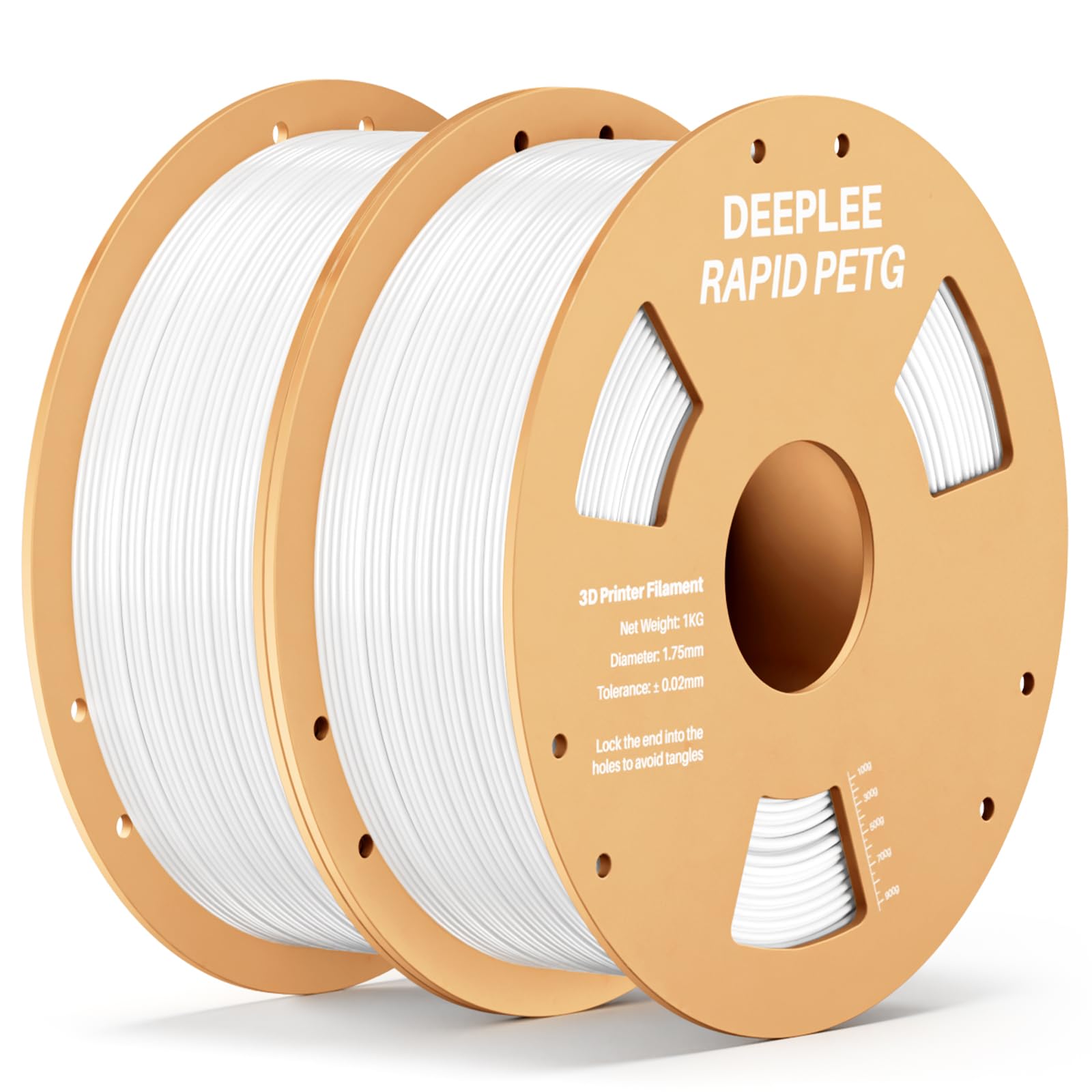 DEEPLEE PETG Rapido Filamento 1.75 mm - Kit da 2 KG Bianco, Alta Resistenza agli Urti, Stampa Fino a 638 mm/s, per Stampanti 3D FDM