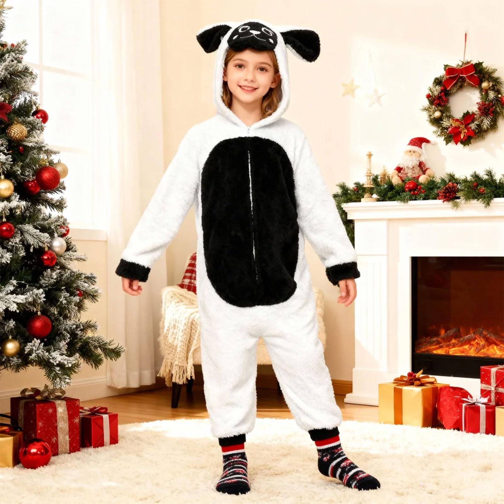 GEMAKA Sheep Costume Kids Christmas Nativity Xmas Outfit Lamb Costumes School Fancy Dress Attire for Kid (120cm) - Image 4
