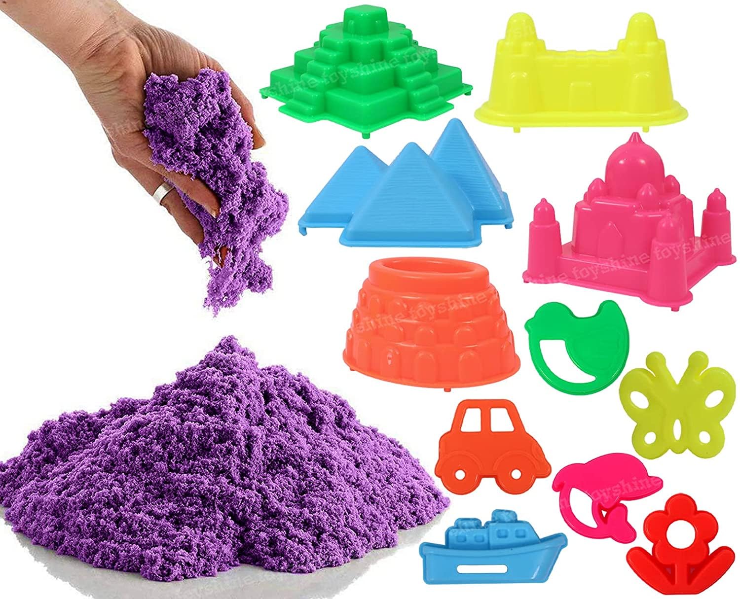 Toyshine 1 Kg Creative Sand for Kids with 12 Play Molds | Kids Activity Toy Soft Sand Clay - Purple-image-11