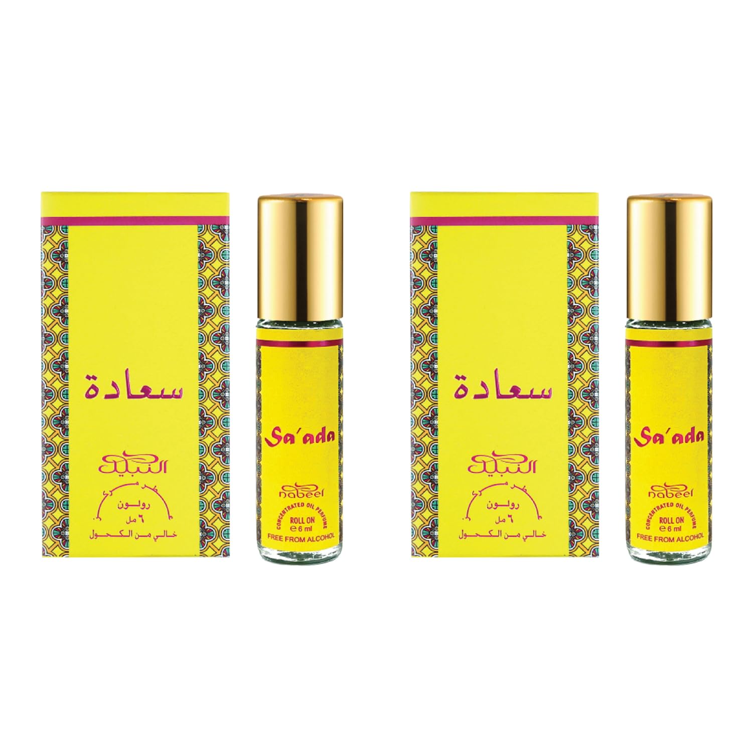 Sa'ada Premium Attar Roll-on Perfume Oil | 100% Non Alcoholic | 6ml (Set of 2) | Made in U.A.E