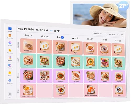 27" Smart Digital Calendar for-Family-Business-Planner - Touchscreen Electronic Calendar with