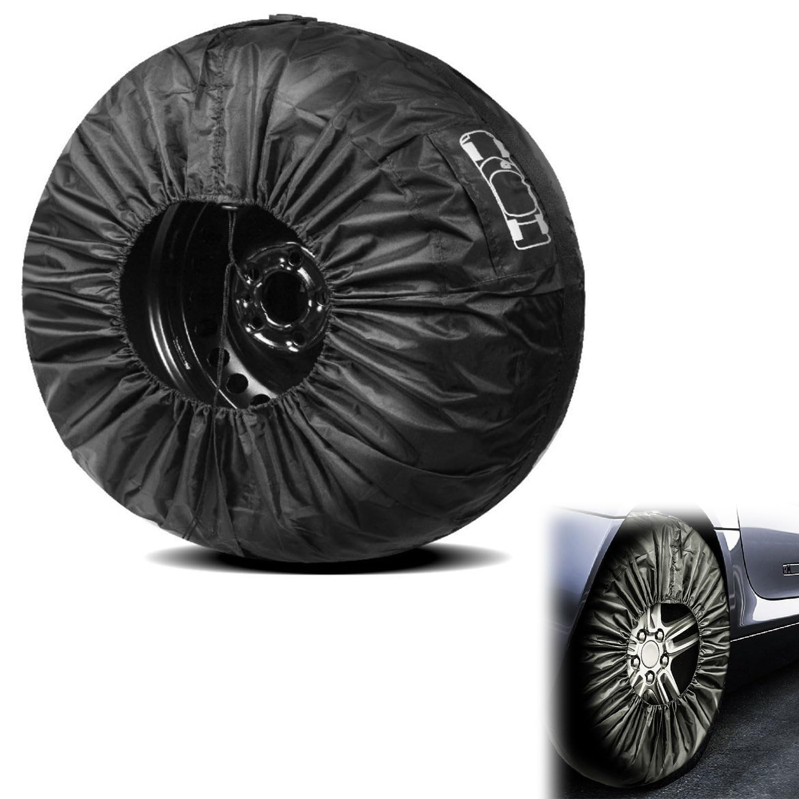 Funda Protectora para Rueda, Funda de Repuesto para Neumático de Coche, Cubierta de Protección Ajustable, Cubierta para Neumáticos de Rueda de Repuesto con Bolsa de Almacenamiento（Diámetro 66cm）