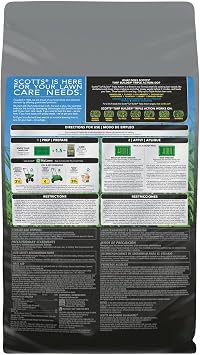Scotts Turf Builder Triple Action1 - مكافحة الأعشاب الضارة، وقاتل الأعشاب الضارة في الحديقة، ومنع عشبة السلطعون، وسماد العشب للمروج، يغطي مساحة 4000 قدم مربع، 11.31 رطل.