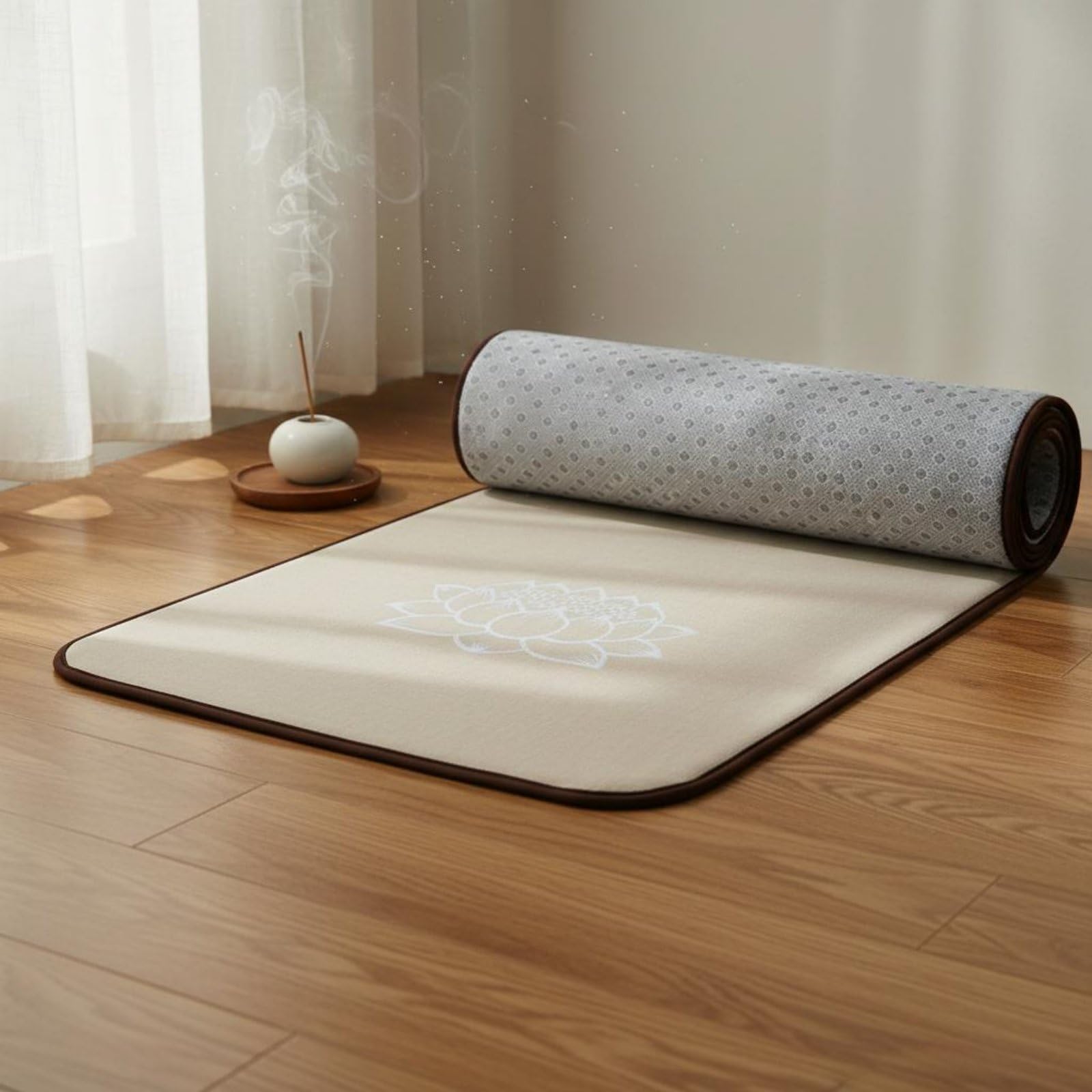 Colcolo Cuscino da Preghiera in Lino Tappetino Prostrazione Tappetino Meditazione Cuscino Ginocchia con Strato Imbottito E Base Antiscivolo Adatto per Casa Tempio Sala di Preghiera, Lino, 70 250cm