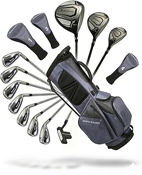 XDriveMax 15-Piece Golf Clubs Men Complete Golf Club Set - Beginner Golf Clubs Set for Men Right Handed - Forged Titanium 10.5 Driver, 5-SW Stainless Steel Irons, Putter & Stand Bag - Mens Golf Set
