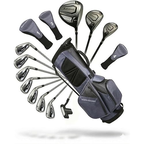 15-Piece Golf Clubs Men Complete Golf Club Set - Beginner Golf Clubs Set for Men Right Handed - Forged Titanium 10.5° Driver, 5-SW Stainless Steel Irons, Putter & Stand Bag - Mens Golf Set