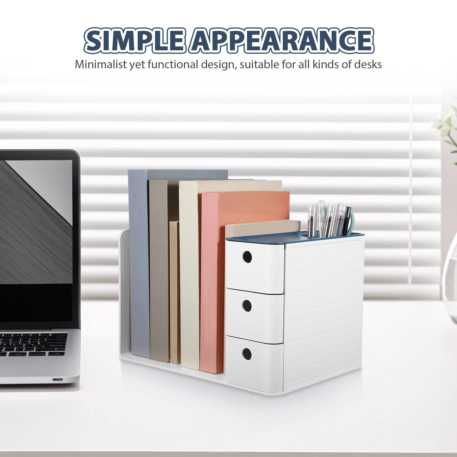 VILLCASE Schreibtischschubladen Organizer aus Kunststoff Kleiner Multifunktionaler Aufbewahrungsbox in Blau Platzsparend für Büro Make Up und Schreibtischzubehör