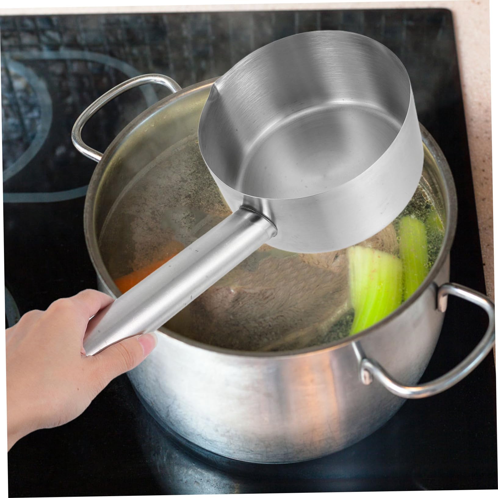 Große Schöpfkelle aus Edelstahl, Robust, Rostfrei, Silber für Küche