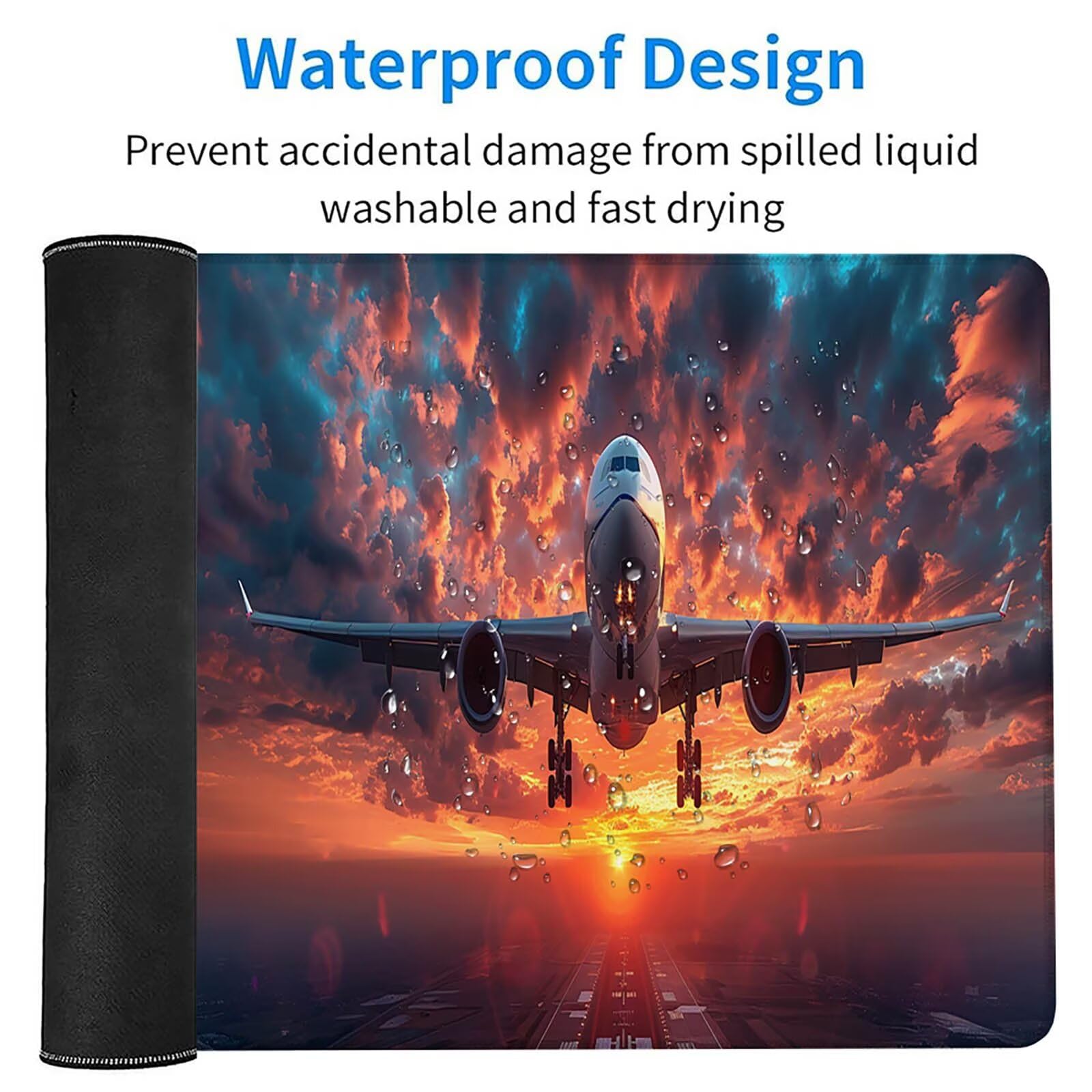 Tappetino Mouse Rosso, Tappetino Mouse XXL 1200x600 mm, Gaming Mouse Pad con Base in Gomma Antiscivolo, Gaming Mousepad Migliora Precisione e Velocità, Accessori Scrivania, Regalo, Aereo 9-7707