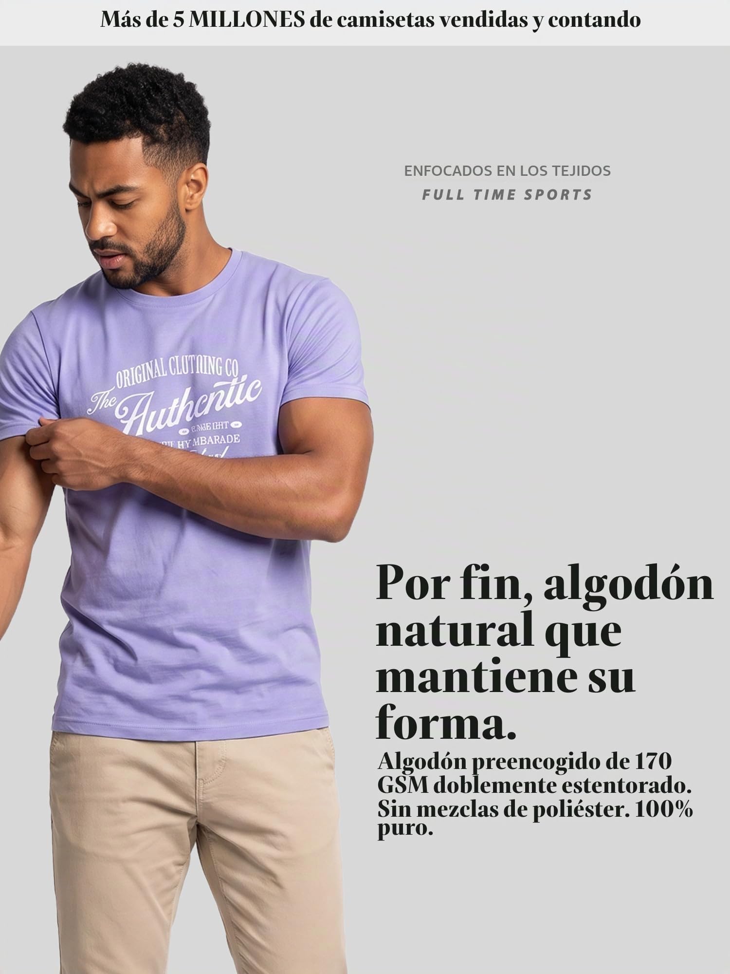 FULL TIME SPORTS Pack de 4 Camisetas Estampadas Hombre, Manga Corta, 100% Algodón, PRINT-002