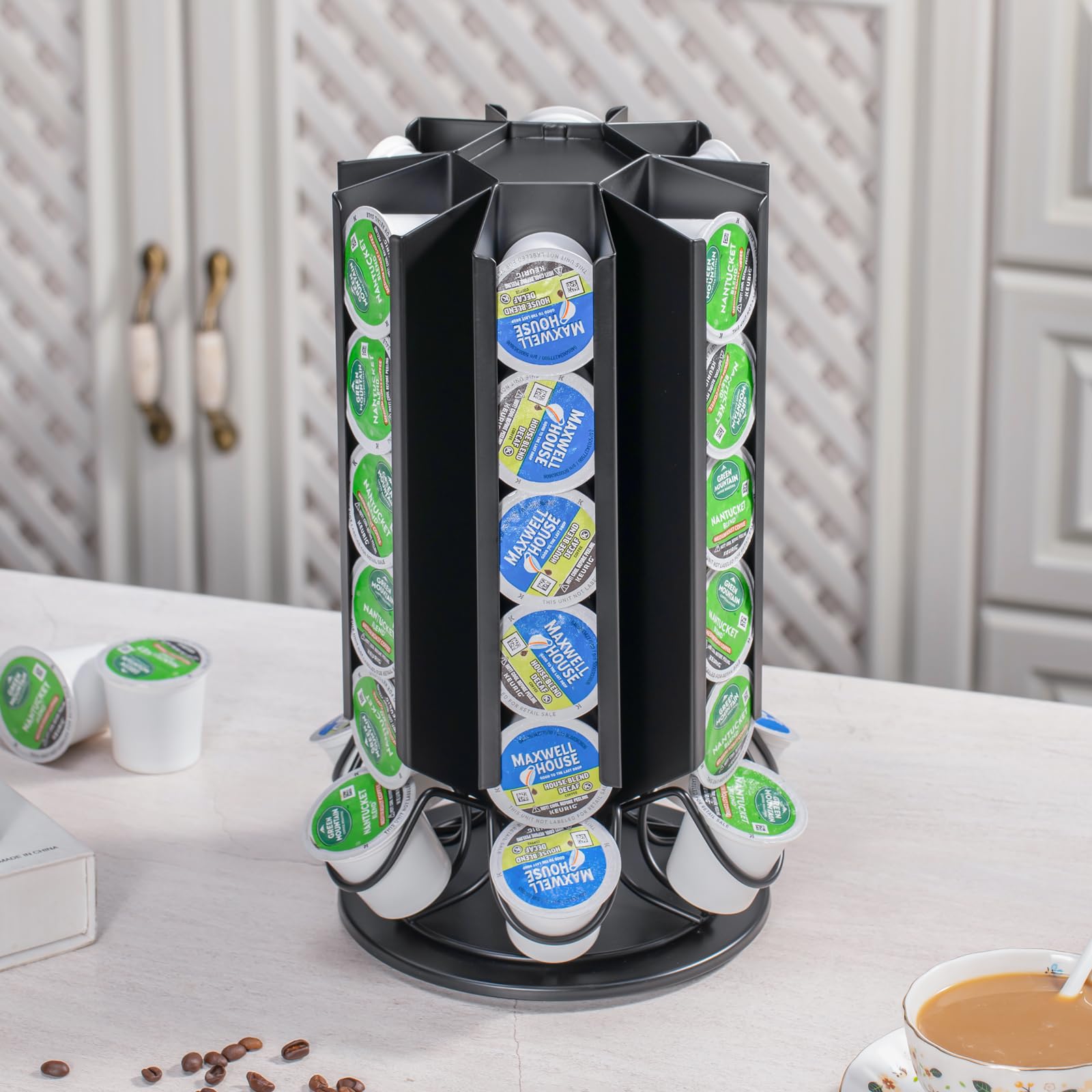 Support de dosette Café capsules tournant de rack pour K-Cup Pods 36 Pods noir