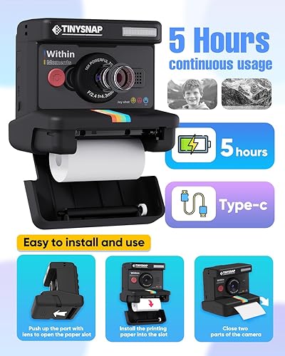 Miniatura 6 de Cámara de impresión instantánea para niños, cámaras de doble lente para niños con pantalla de 2.4 pulgadas, regalos de cumpleaños de Navidad para
