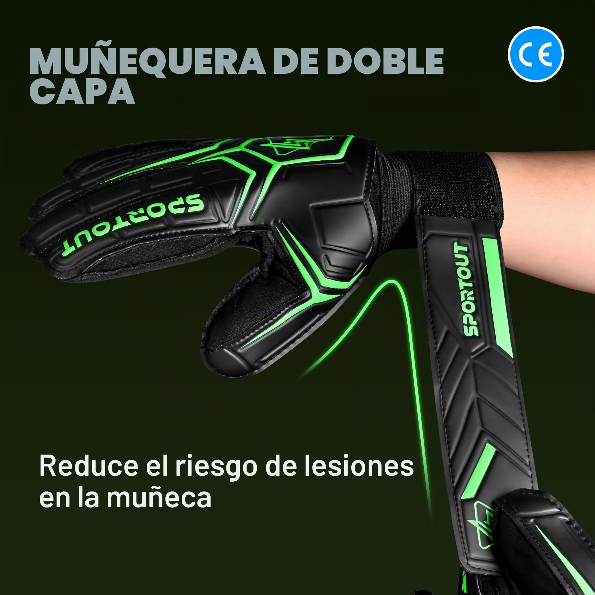 Sportout - Guantes de Portero para jóvenes y Adultos, Buen Agarre para Proteger los Dedos y Las Asas (7)