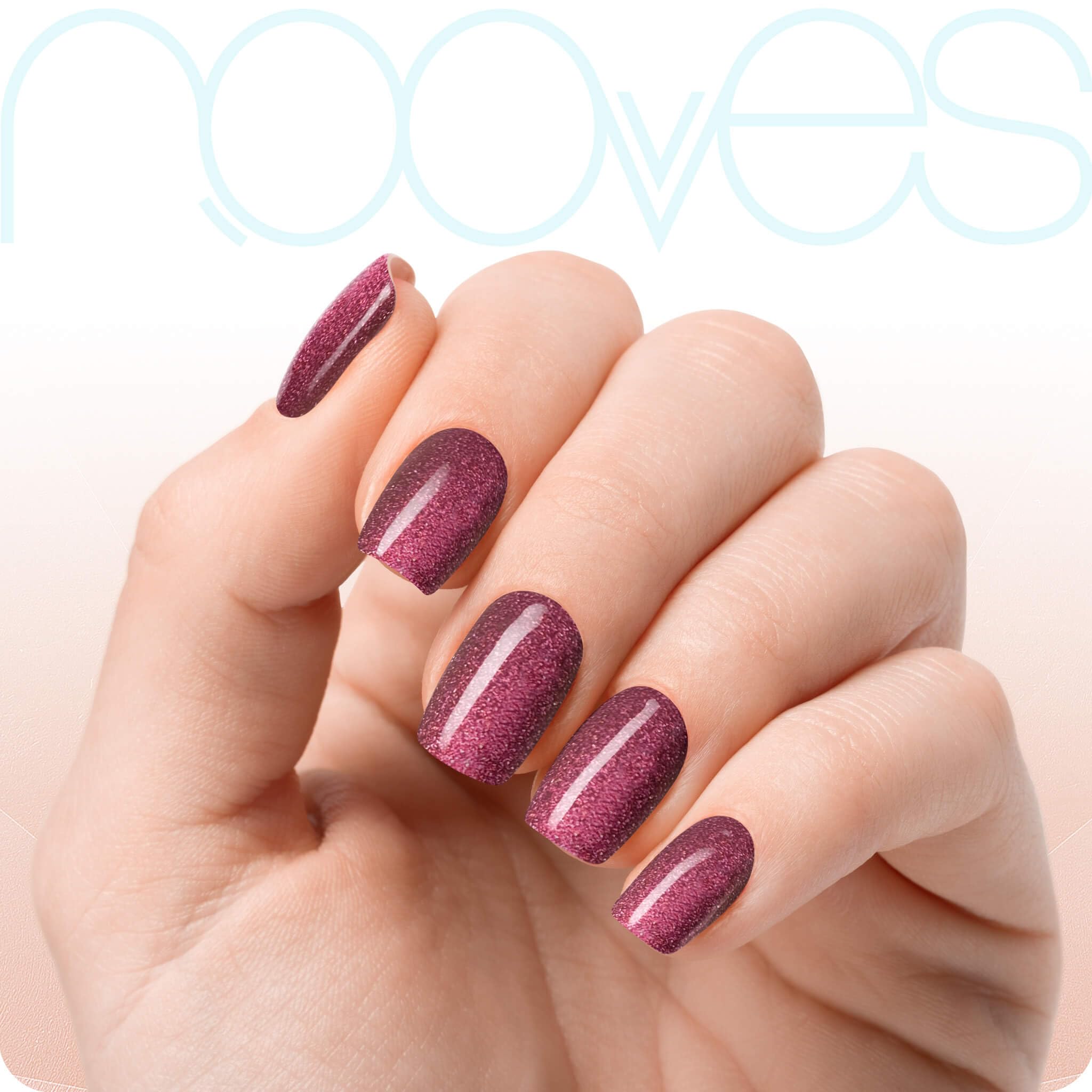 NOOVES - Starter Kit Beauty Red, 2 pellicole in gel per unghie + lampada per asciugatura unghie UV/LED + gel top coat glossy + quarzo doppio stick, unghie gel semi-curate premium, manicure, gel nail