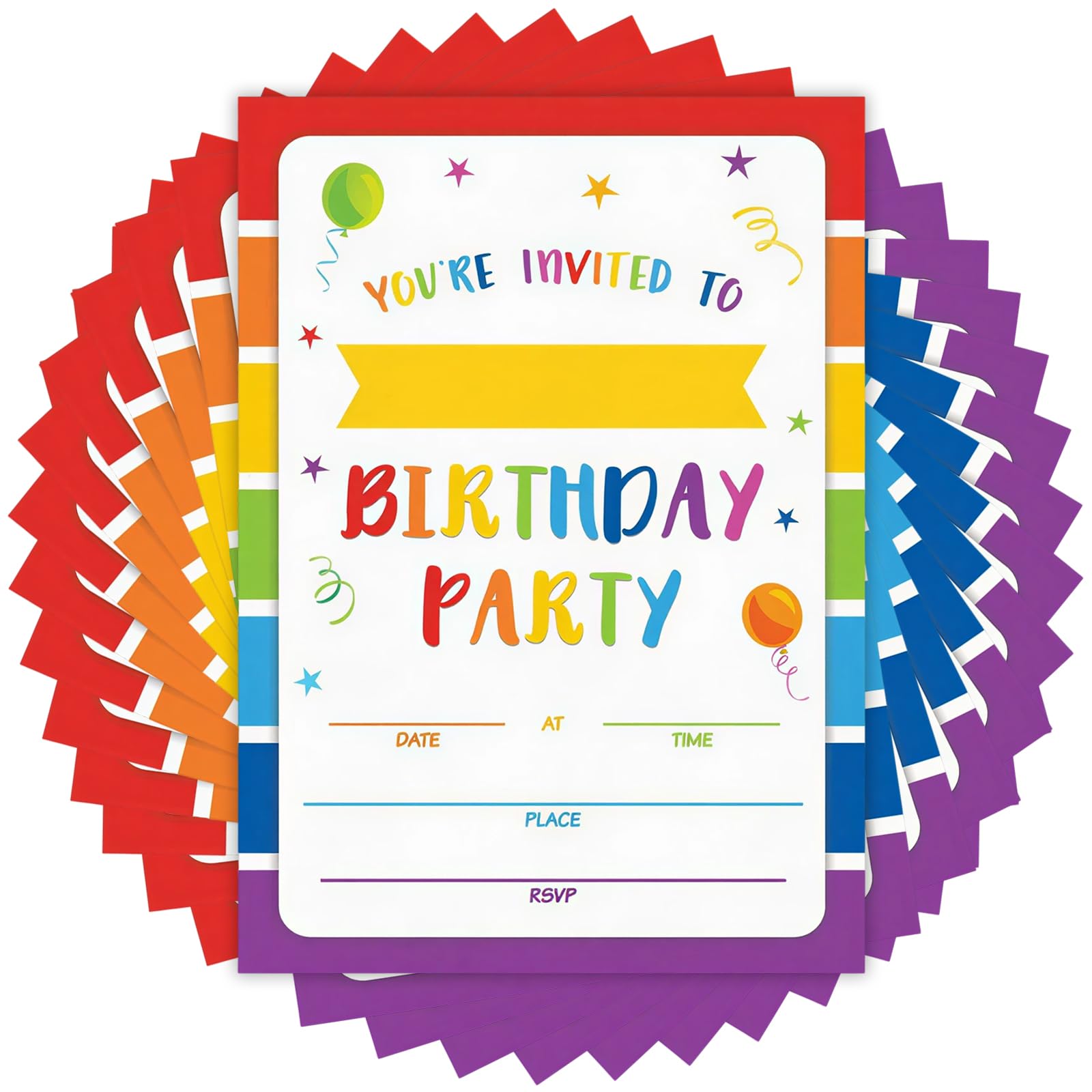 50 Pcs Colorful Balloon Kids Party Invitations Cards, Vibrant Kids Party Cards, Cute Party Invitations, 5.9×3.9 Inches, Perfect for Birthday Party Invites, Paper Material — image 1