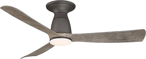 Fanimation Kute - Ventilador de techo empotrado de 3 aspas con kit de luz, 13.1 pulgadas de alto y 44 pulgadas de ancho, acabado gris mate, color