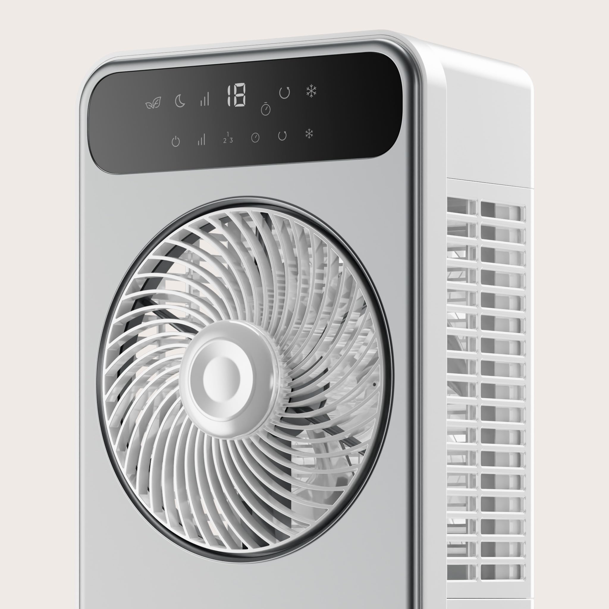 EVVO AC950 Raffreddatore d'aria portatile aria fredda senza installazione 12 velocità, funzione fredda con acqua e ghiaccio, pannello LED, telecomando, ventilatore a torre silenzioso
