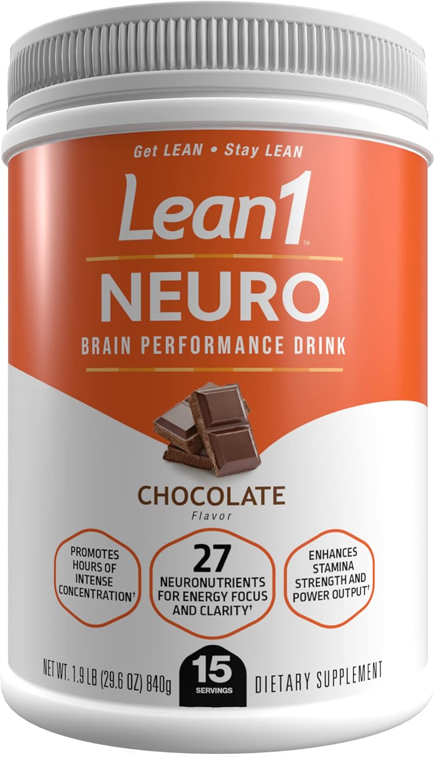 Lean1 Neuro Chocolate, Mental Energy Drink, 15 Serving tub by Nutrition53