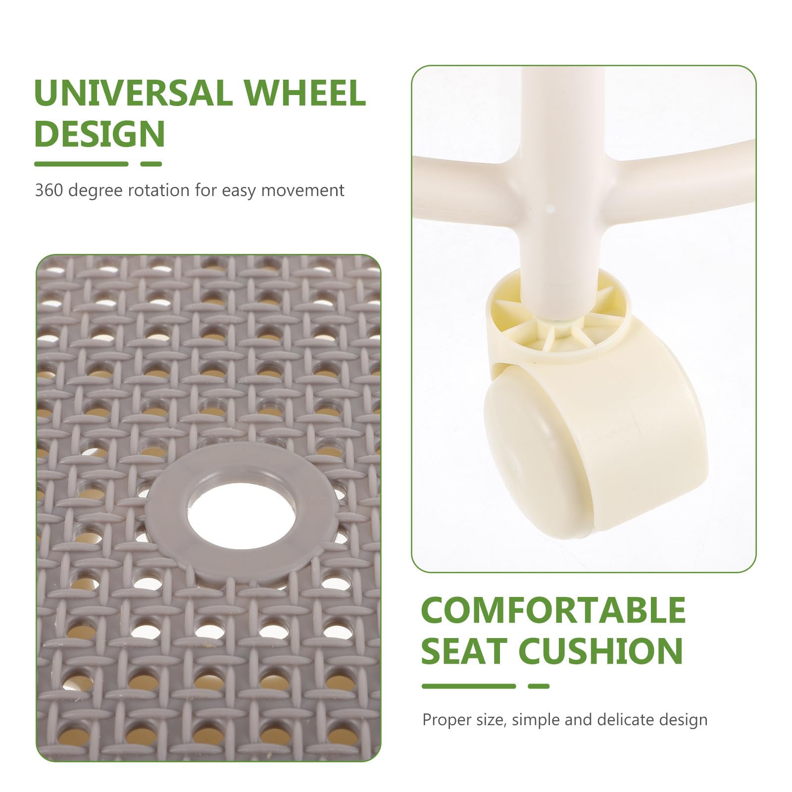 PRETYZOOM Tabouret avec Capacité de Charge Élevée à roulettes Pivotant Bas Rond en Plastique Robuste pour Usage Salon de Pédicure Domicile