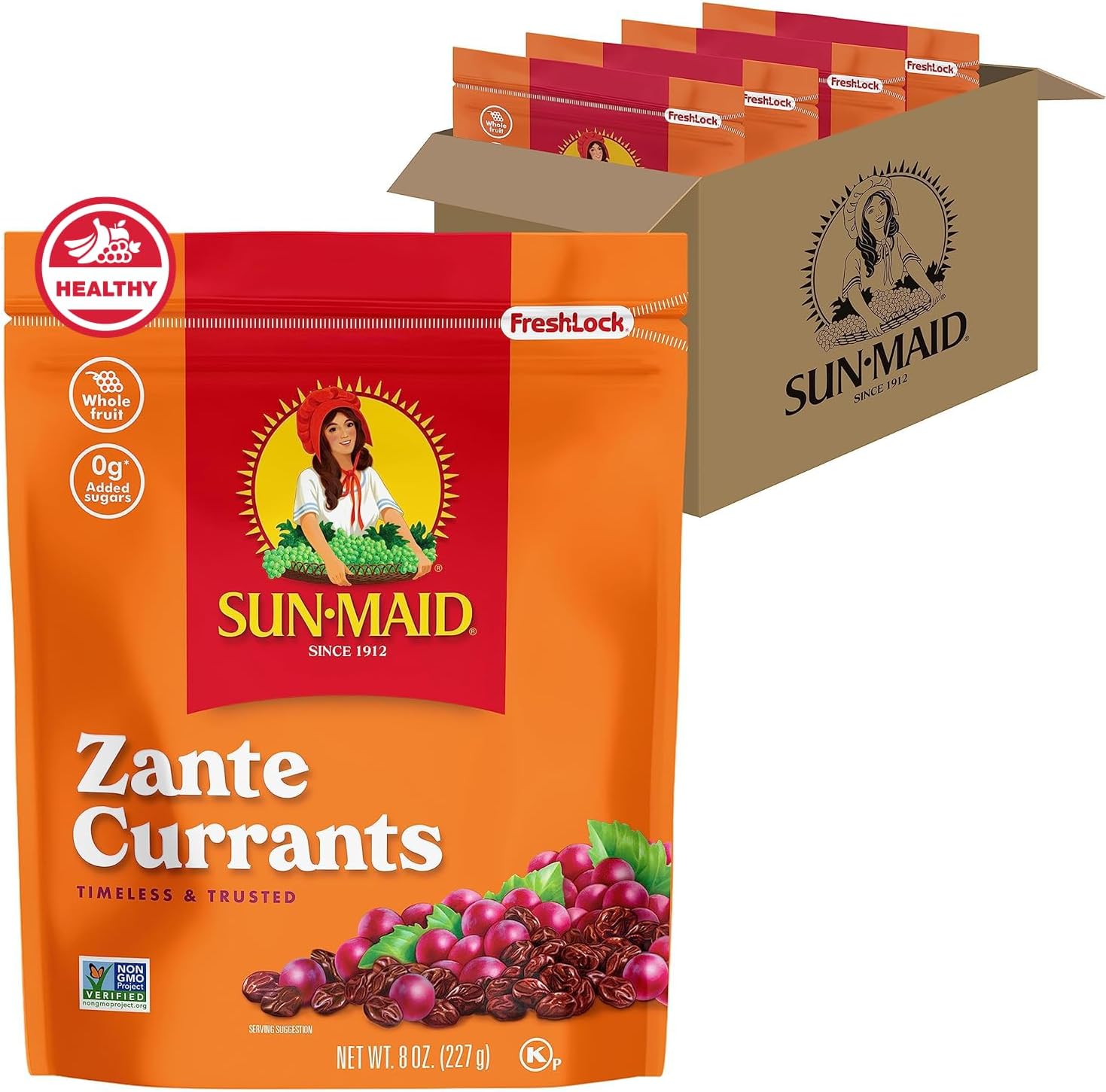 Sun-Maid California Sun-Dried Zante Currants - (4 Pack) 8 oz Resealable Bag - Dried Fruit for Holiday Snacks and Charcuterie Boards
