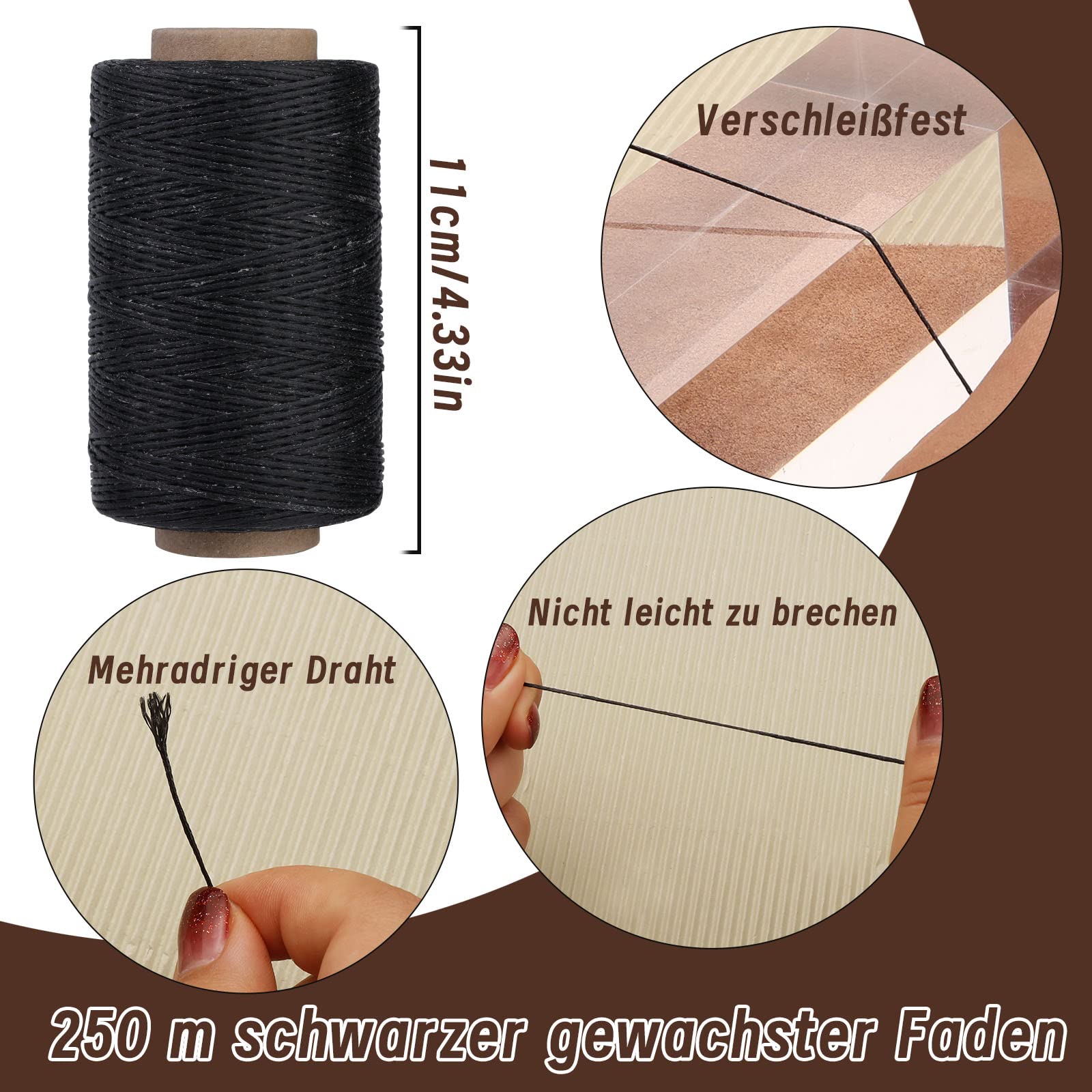 K per cucire a mano artigianale in pelle Set di strumenti Ago per cucire fai-da-te Filo per tela K dale per aghi per maglia con pinta smussata