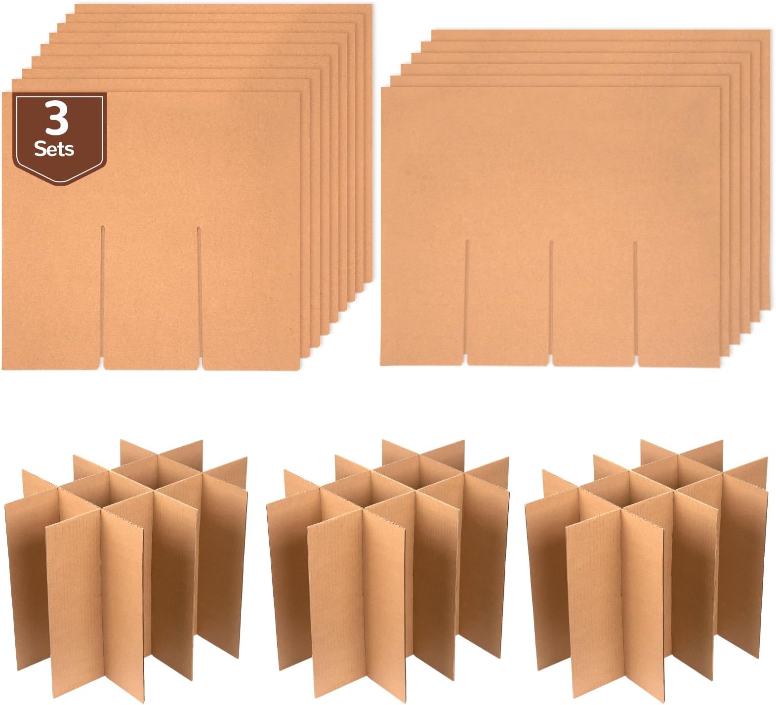 3 Sets of Glass Dividers for Moving Boxes Packing Boxes Kit for Moving Dishes Wine